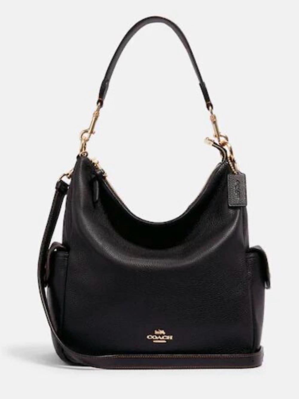 COACH Pebbled Leather Shoulder Hobo in Forest Green - Picture 8 of 8